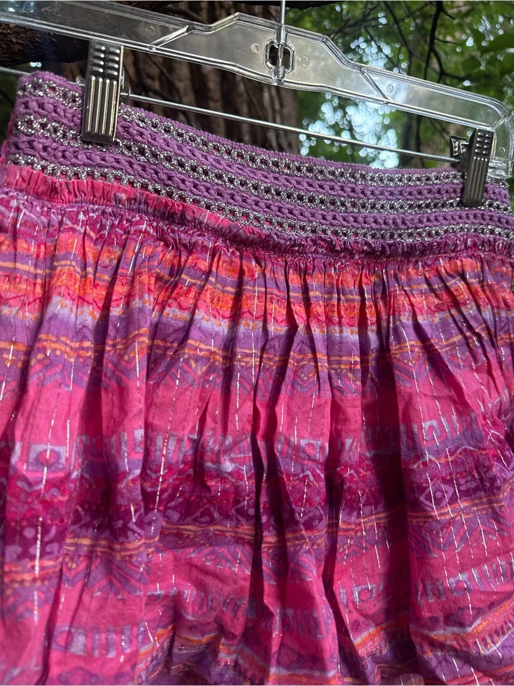 Justice Pink and Purple Sparkle Smocked Tiered Skirt